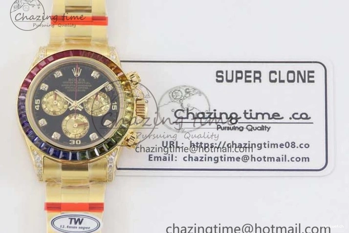 Diamonds YG Edition 1:1 Best Steel YG TWF on YG Dial Daytona A7750 116595RBOW 904L Bracelet Black 0306